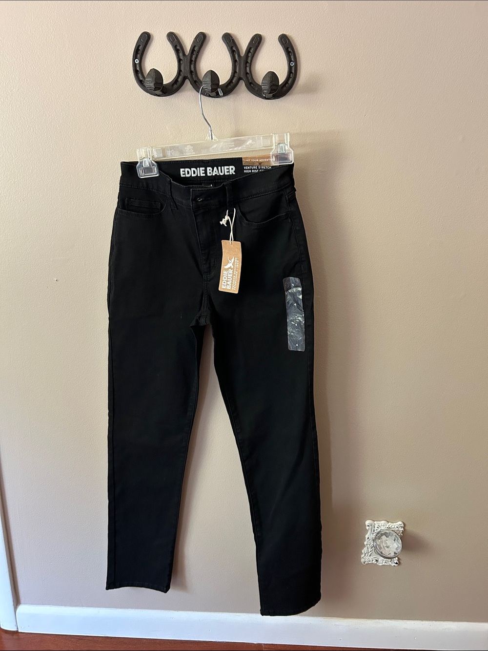 Eddie Bauer Women's Black High-Rise Straight Jeans - Classic Slim Fit